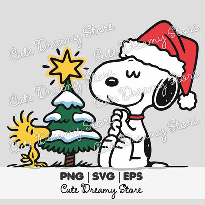 Snoopy Christmas Tree Clipart SVG / PNG / EPS vector