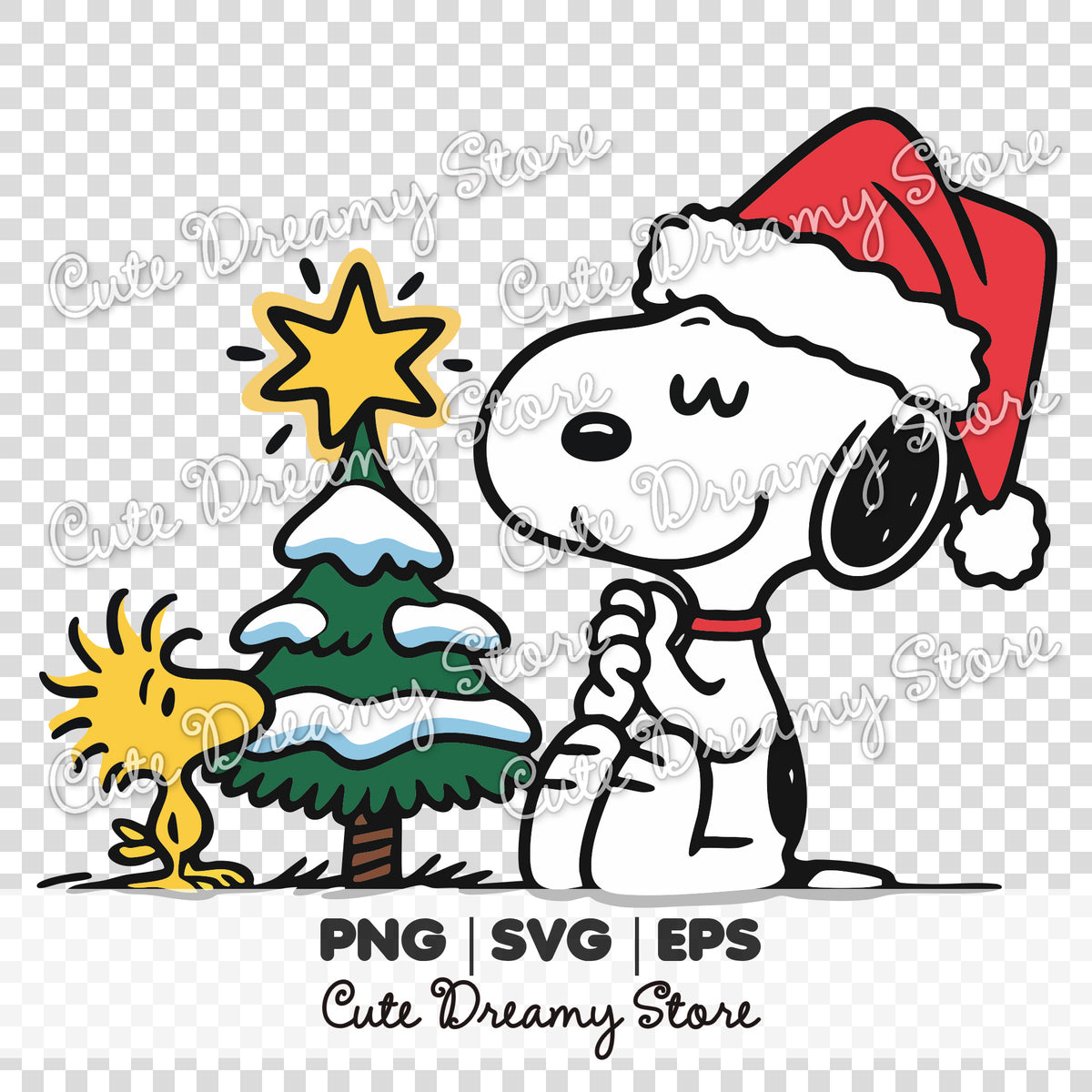 Snoopy Tree Background Snoopy Christmas Tree Clipart SVG / PNG / EPS vector – Cute Dreamy Store