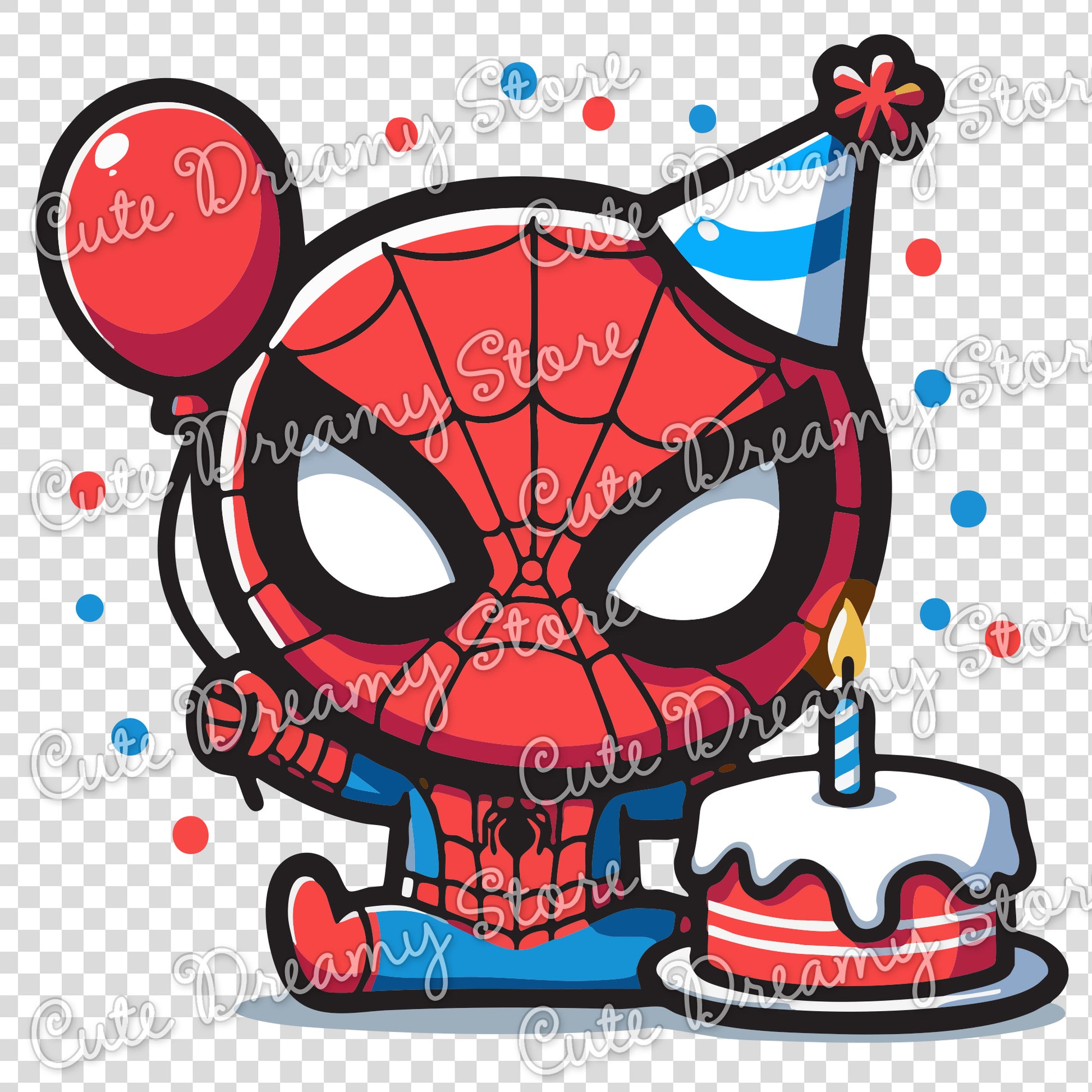 Cute Spider-Man birthday illustration perfect for baby first birthday