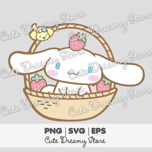 Strawberry Basket Cinnamoroll Clipart SVG / PNG / EPS vector