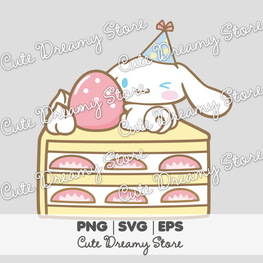 Strawberry Cake Slice Cinnamoroll Clipart SVG / PNG / EPS vector