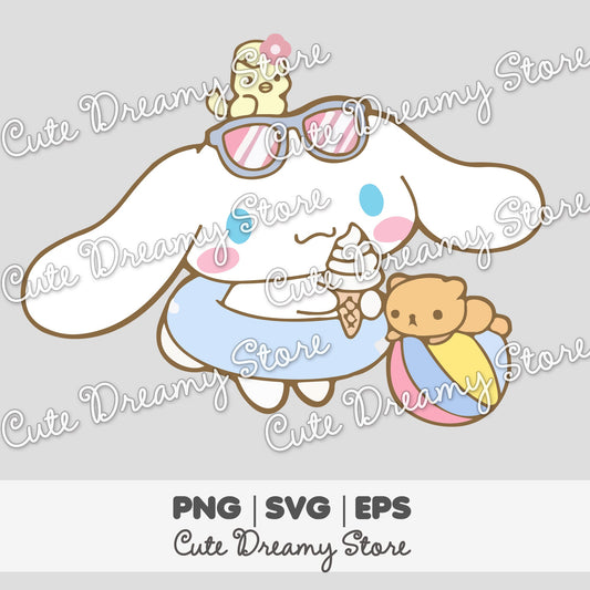 Summer and Ice Cream Cinnamoroll Clipart SVG / PNG / EPS vector