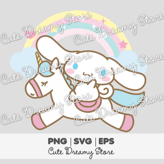 Unicorn Rainbow Cinnamoroll Clipart SVG / PNG / EPS vector